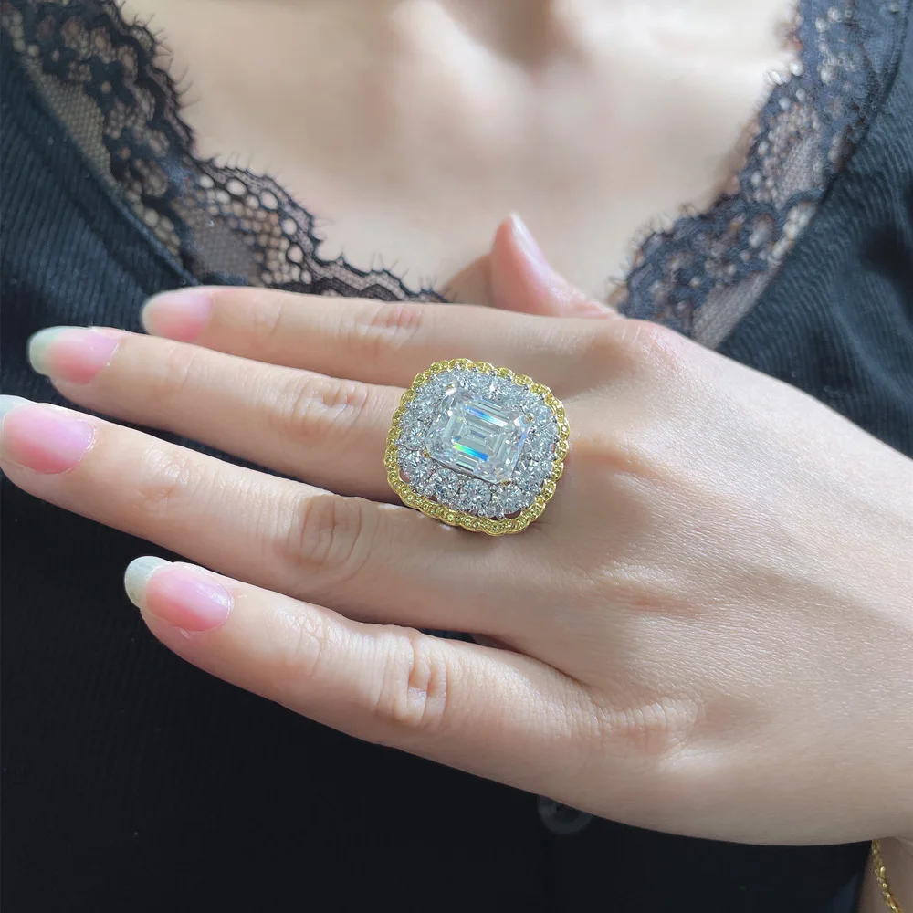 SongYun Jewelry 925 Sterling Silver Ring Moissanite D Color VVS1 Designer Handcrafted Sparkle Rings Diamond Accessories