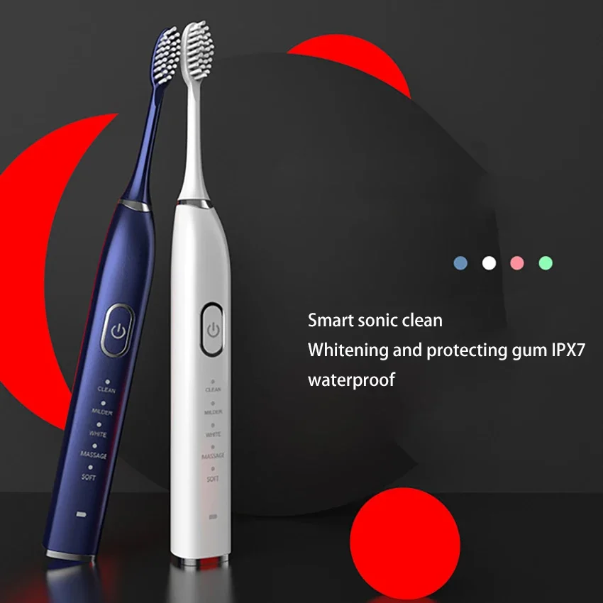 1 Bộ 5 Chế Độ Bàn Chải Đánh Răng Điện Tự Động Sạc Điện Cổng USB Siêu Âm Răng Bàn Chải Dành Cho Người Lớn 5 Đầu Thay Thế