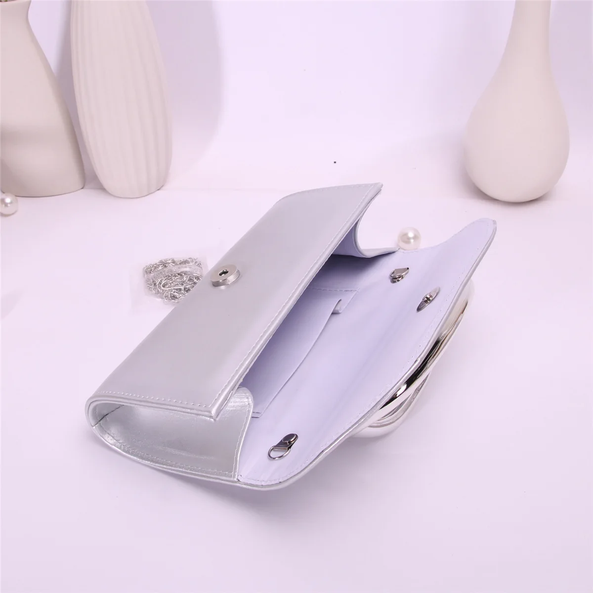 Fächerförmige Plissierte Abendtasche, Tragbare Dinner-Tasche im Ausländischen Stil, Einfaches Design, Schulter-Umhängetasche – Detail 10
