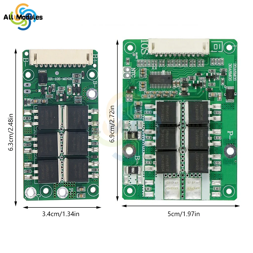 10S 36V 40A Battery Protection Board BMS PCB Module for Ternary Acid Battery with Balance Batteries Power Tools