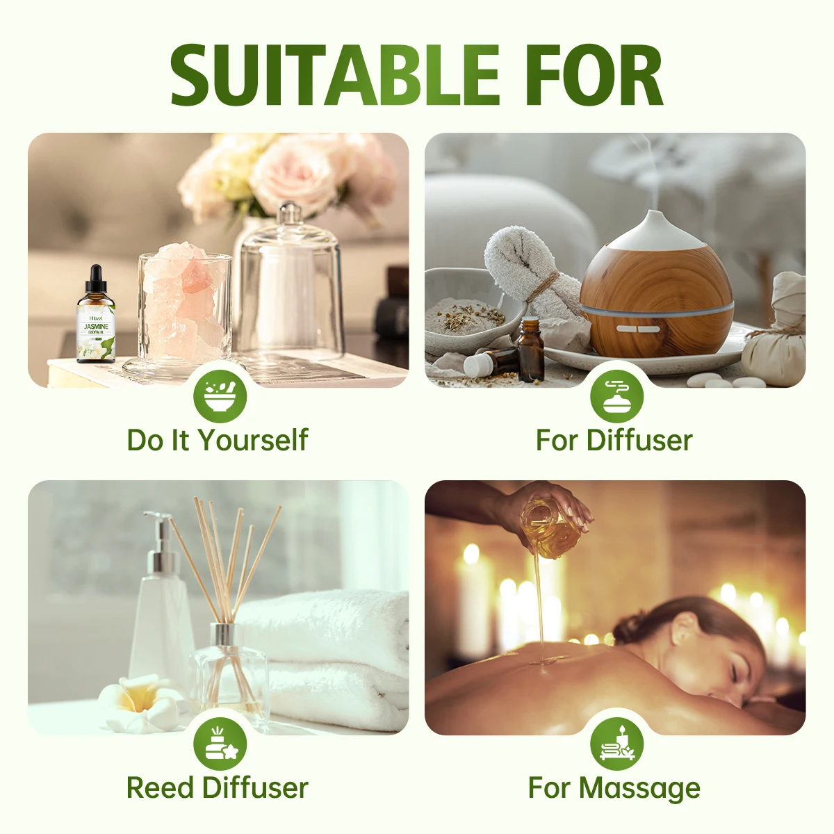100ml/60ml/30ml Jasmin Ätherisches Öl Aromatherapie Multifunktionales Ätherisches Öl für Verschiedene Anwendungen Reich an Aromen Feuchtigkeitsspendend – Detail 6