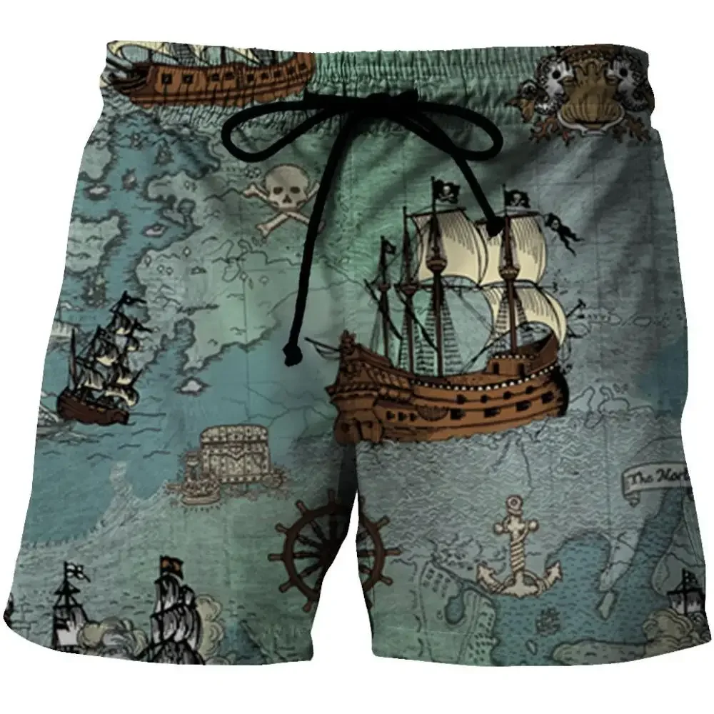 Summer Men Beach Shorts 3D Printing Loose Surfing Beach Pants Water Sports Shorts S-Running Trunks Oversized Swimming Shorts