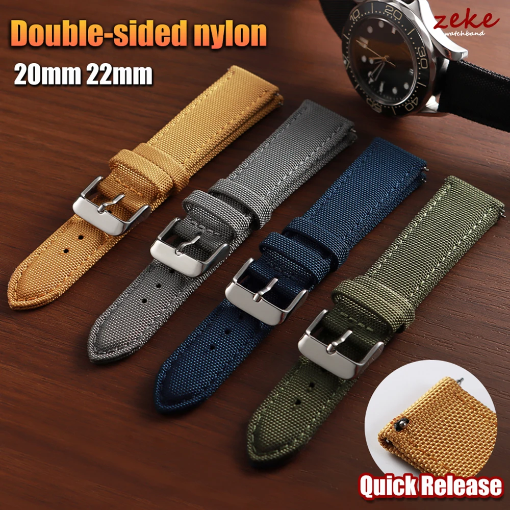 Premium Two-Sided Nylon Watchband Waterproof Sailcloth Strap Men 20mm 22mm Band Quick Release Bracelet for Huawei Watch GT5 GT4