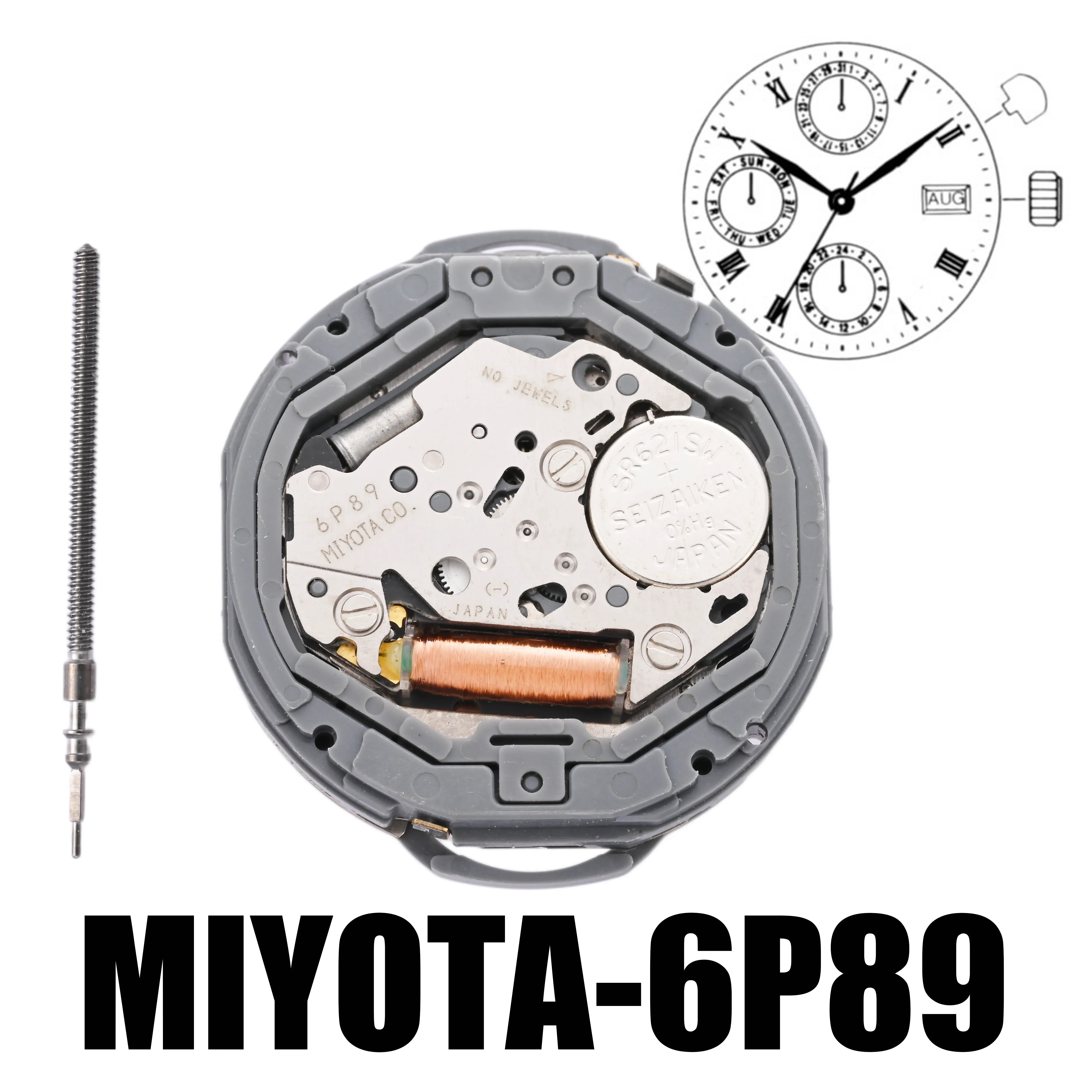 Miyota 6P89 momvent 10 1/2 Ligne, Multi-Function, 3 Hands - Japan Quartz Movement