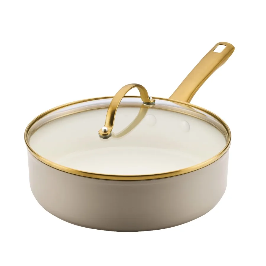 

Forged Induction 3 Quart Ceramic Nonstick Saute Pan and Lid Dishwasher Safe and Oven Safe to 500°F with Stainless Steel Handle
