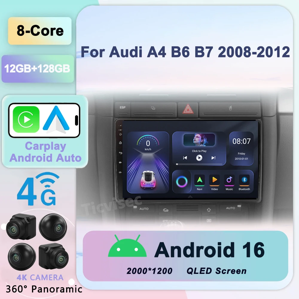 

For Audi A4 B6 B7 S4 B7 B6 RS4 SEAT Exeo 2008-2012 Car Radio Multimedia Video Player Navigation GPS Android No 2din 2 din no dvd