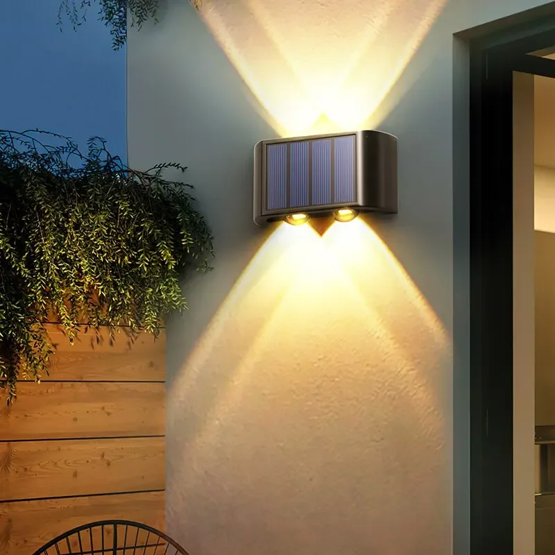 Outdoor Solar Wall Lamp 4 LED  Waterproof Up and Down Luminous Yard Street Lighting Balcony Garden Porch Decoration Lights