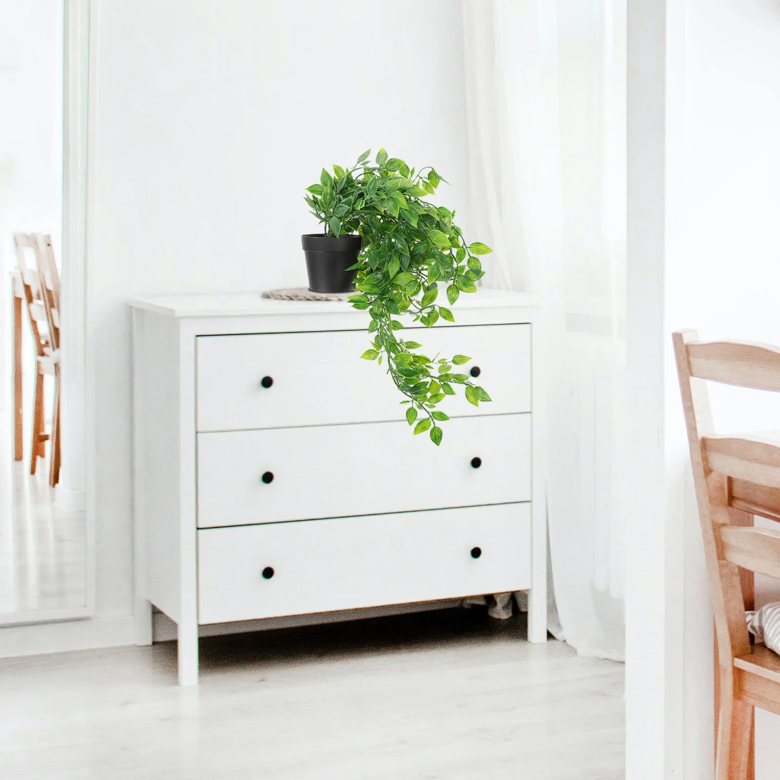 

2pcs Realistic Artificial Hanging Indoor Decor Faux Potted Plants For Home Office Space-Saving Low Maintenance Greenery Fake