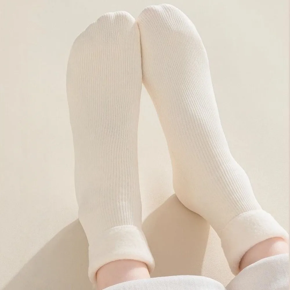 5 Pairs New Velvet Winter Socks Highly Elastic Odor Resistant Mid-calf Socks Thickened Soft Ankle Socks for Women Girls