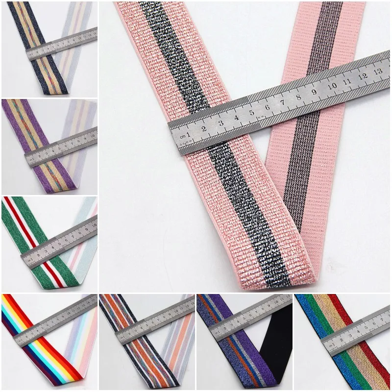 40MM Nylon Colorful Rubber Elastic Band Striped Shoulder Bottom Straps for Webbing Garment Sewing DIY Clothes Accessories 1m