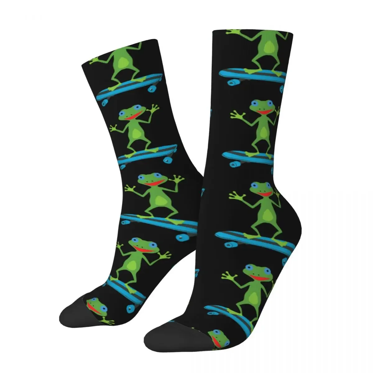 

Retro Skateboarding Frog Animal Lover Breathable Basketball Socks Novelty Street Style Socks for Unisex