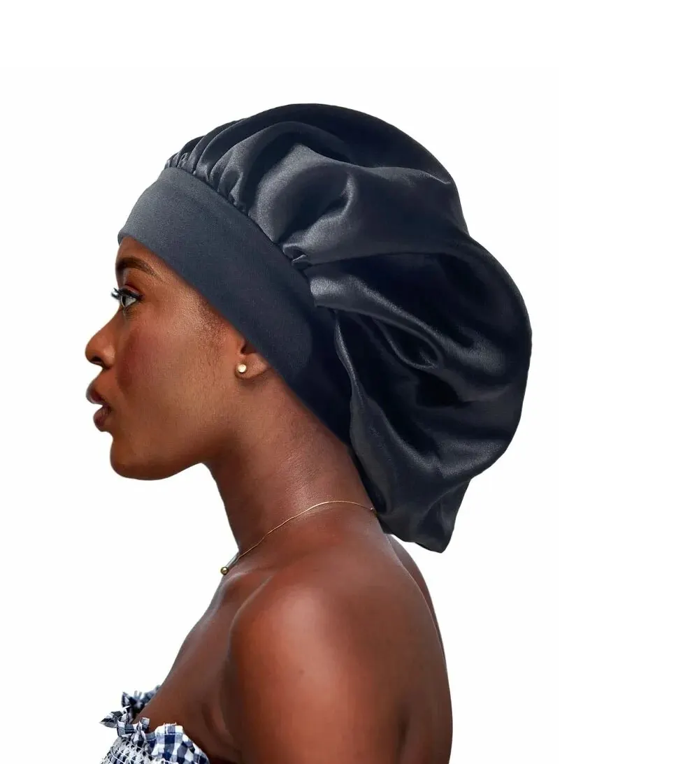 1pc Big Bonnets for Women Hair Care Large Satin Bonnet Silk Bonnet Hair Wrap for Sleeping Sleep Cap With Elastic Soft Band