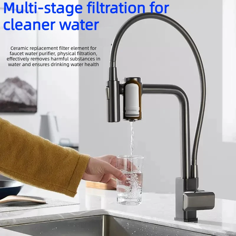 Filtered Kitchen Sink Faucet Pure Water Tap Spout 2 Models Spout Deck Mount Single Handle Cold Hot Water Mixer Washing Tub