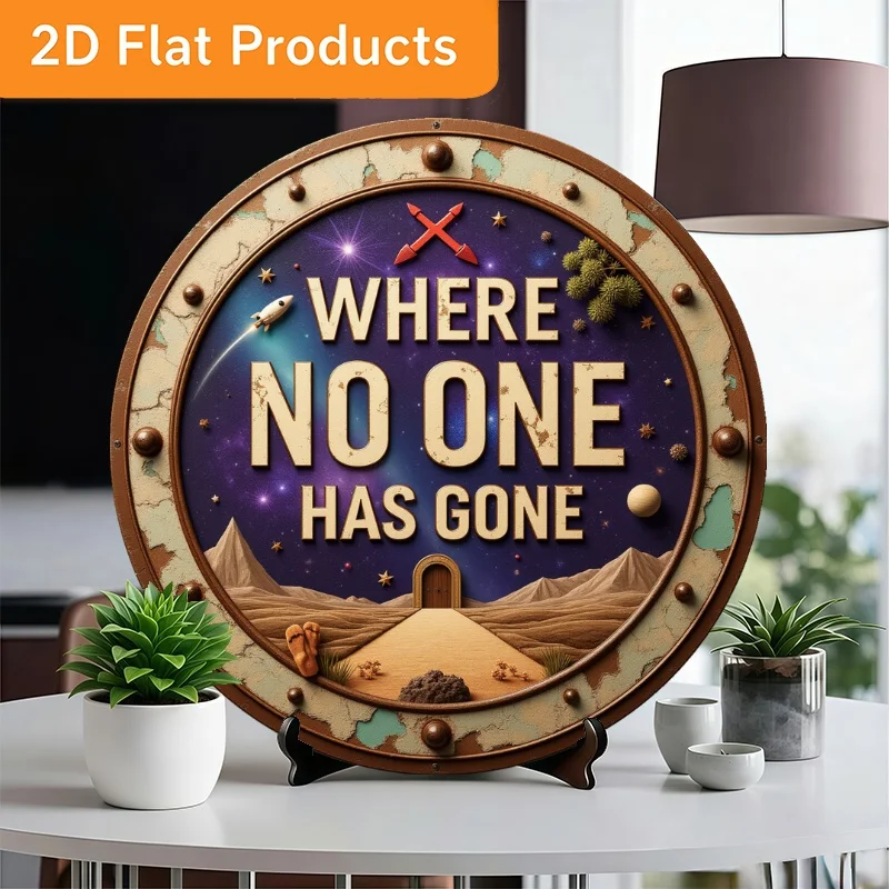Vintage 2D Flat Round Wall Art Sign, 11.81
