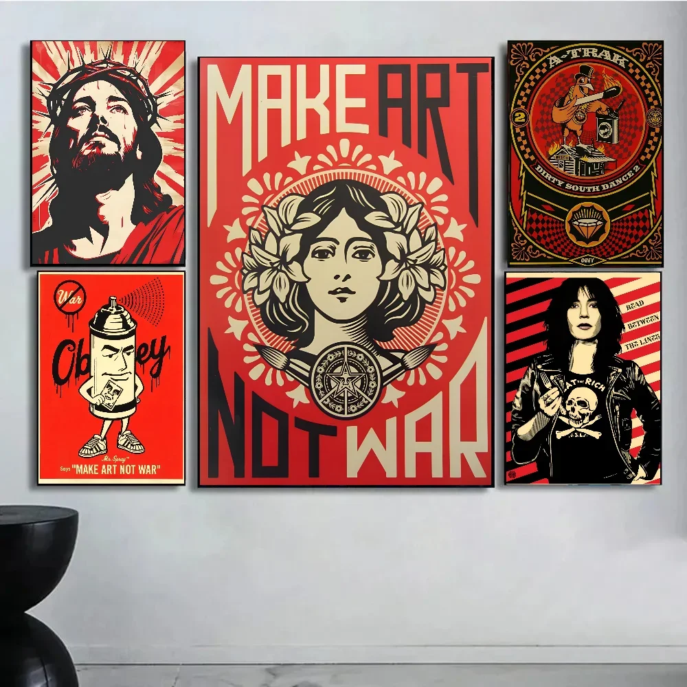 1PC Vintage Abstract Shepard Fairey Street Art Poster Paper Print Home Living Room Bedroom Entrance Bar Restaurant Cafe Art