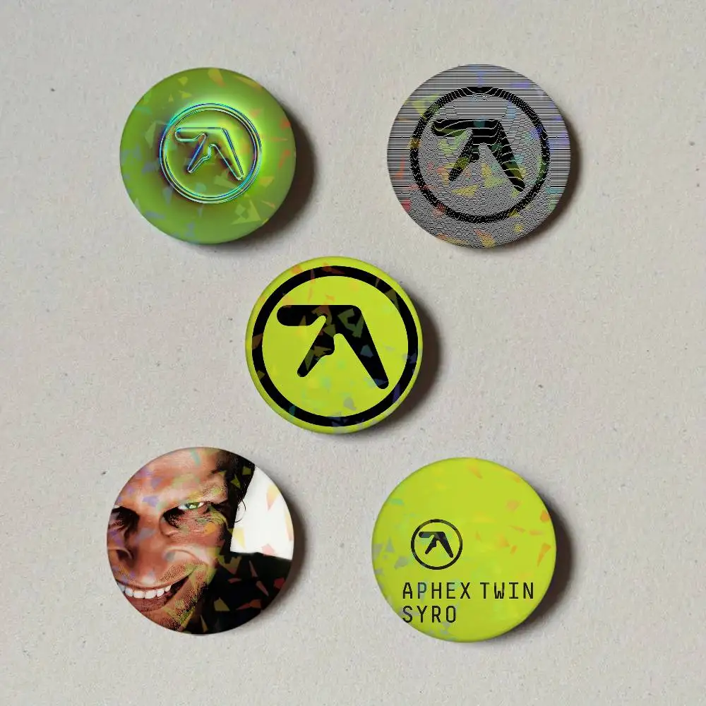 Punk A-Aphex Twin Round Exquisite Laser Badge Brooches Creative Pins For Clothes Hat Backpack Gift Accessories