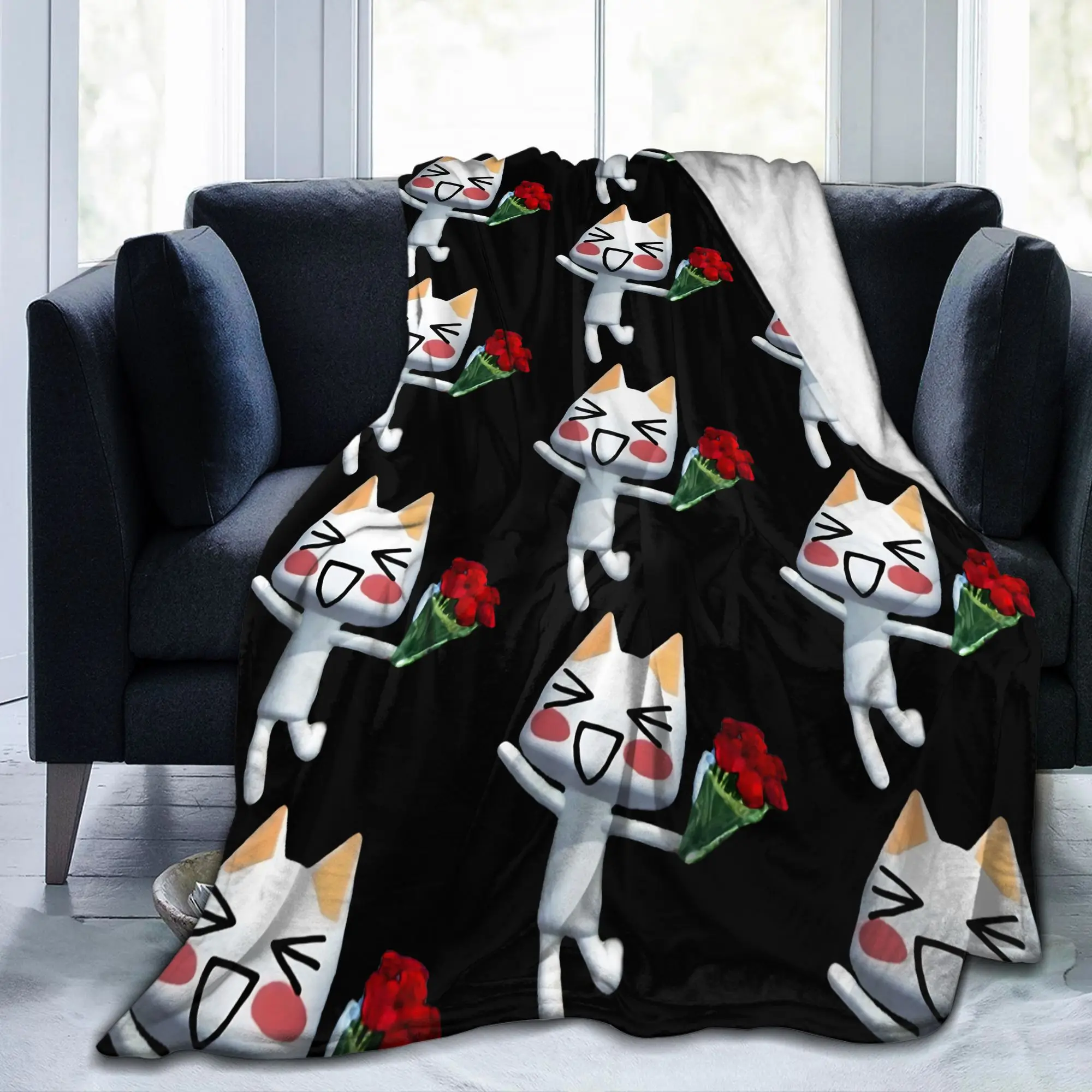 Toro Inoue Cat Doko Demo Issyo  Fleece Throw Blanket  Blankets for Home Travel Lightweight Bed Rug,