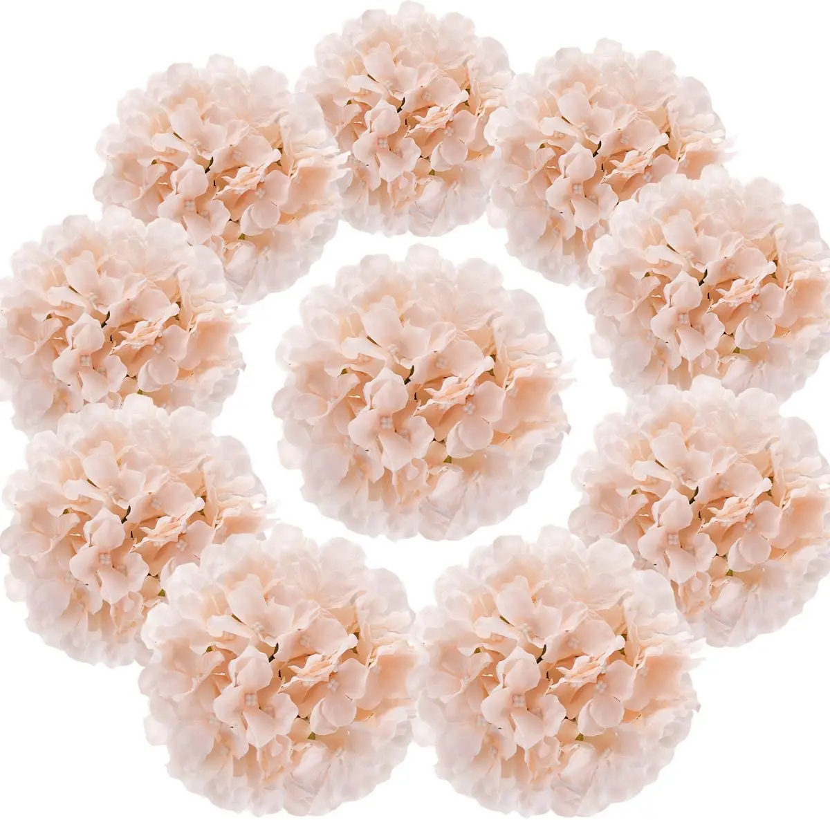 

10PCS 5PCS Silk Hydrangea Flowers Artificial Flowers Heads Ivory Flower with Stems for Home Centerpiece Wedding Party Decoration