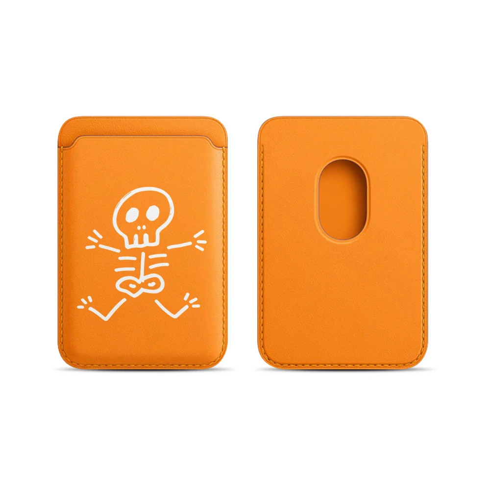 Leder-Kartenhalter Künstlerischer Totenkopf-Geldbörsen-Cover Telefonkartenhalter für Magnetische Hülle Geeignet für alle iPhones für Magsafe Karten-Handytasche – Detail 10