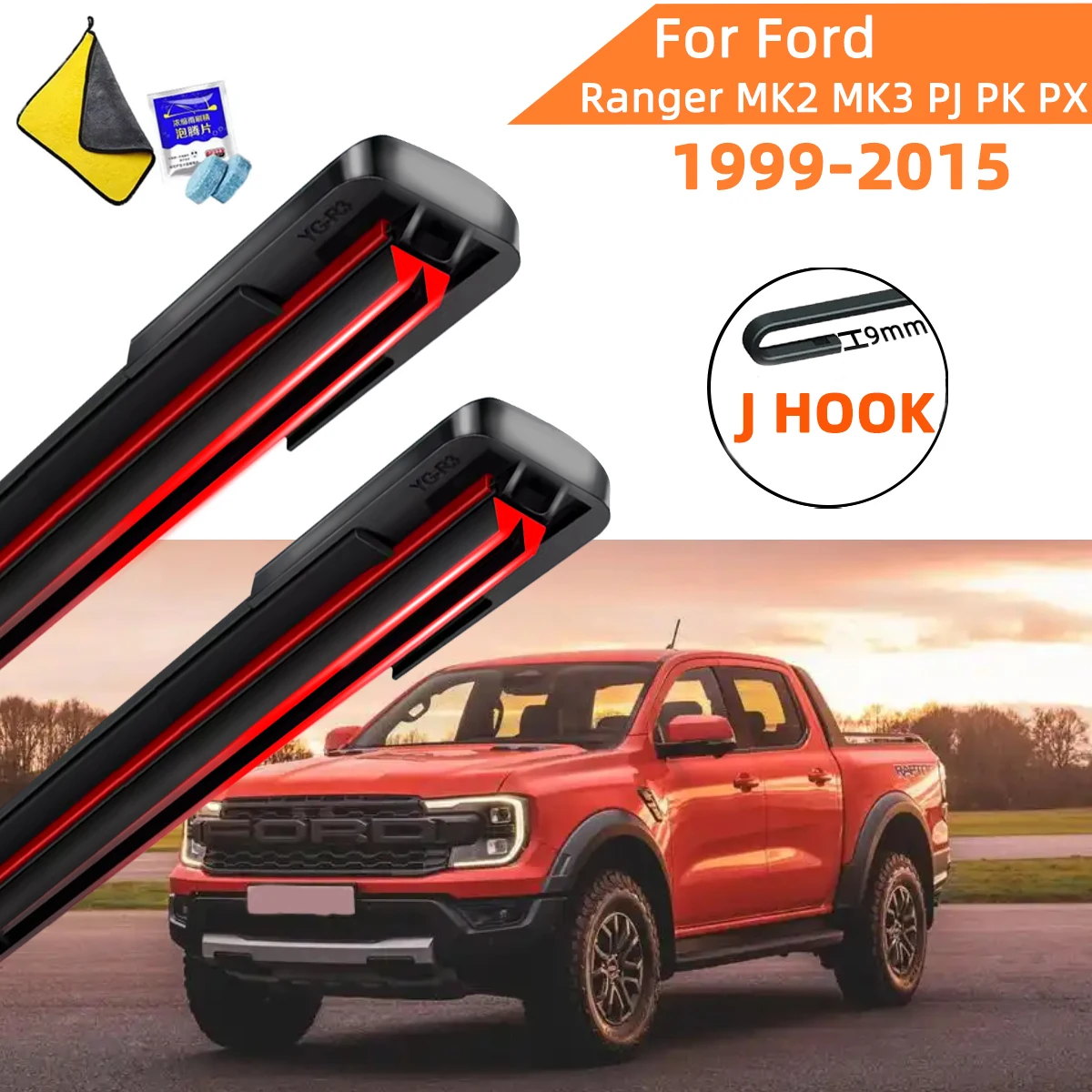

Double Rubber Car Wipers for Ford Ranger MK2 MK3 PJ PK PX Front Blade Brushes Cutter Accessorie Windscreen Wiper Wear Parts