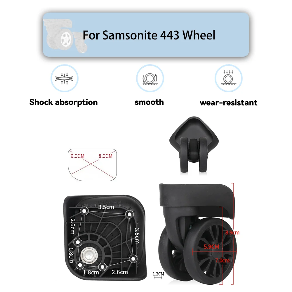 

For Samsonite 443 Universal Wheel Black Replacement Suitcase Rotating Silent Smooth Shock Absorbing Wheel Accessories Wheels