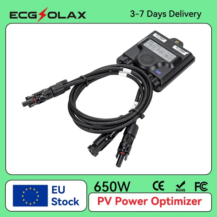 ECGSOLAX 650 W PV-Leistungsoptimierer für die Überwachung von Solarpanelsystemen, 12 V–75 V Eingang, IP68, spannungsbegrenzender Anti-Hotspot