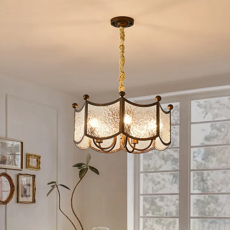 SANDYHA Nordic Retro Chandelier Patterned Pendant Light LED Hanging Lamp For Bedroom Living Room Dining Table And Home Decor