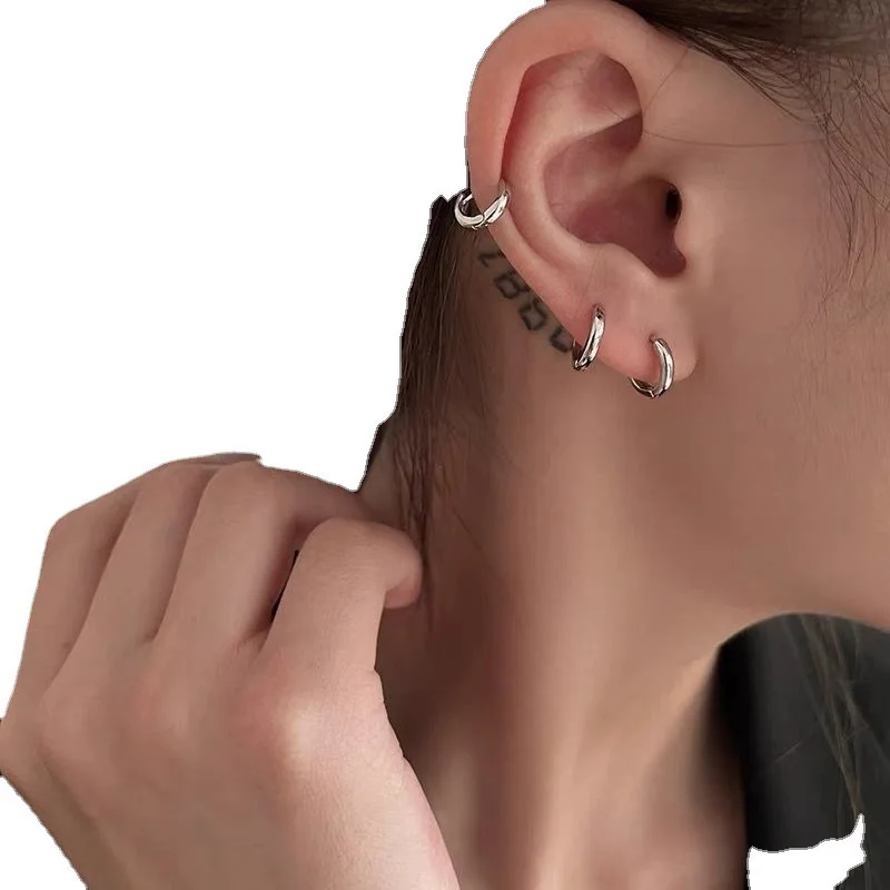 Exquisite 925 Sterling Silver Small Earrings, Plain Silver, Comfortable Earrings, Smooth Earrings, Suitable for Girls, Women view 4