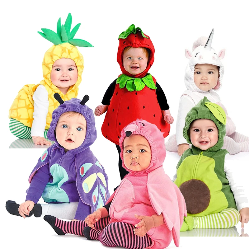 

Infant Boy Baby Fruits Watermelon Pineapple Avocado Halloween Fancy Dress Up Girl Butterfly Flamingo Carnival Costume Outfits