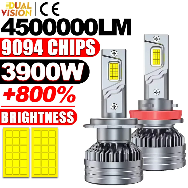 

Dualvision H4 H7 LED H1 H11 H8 H9 9005 HB3 9006 HB4 9012 Автоматические лампы Canbus 6000K Белый 12V Турбо-светильник Автомобильная фара