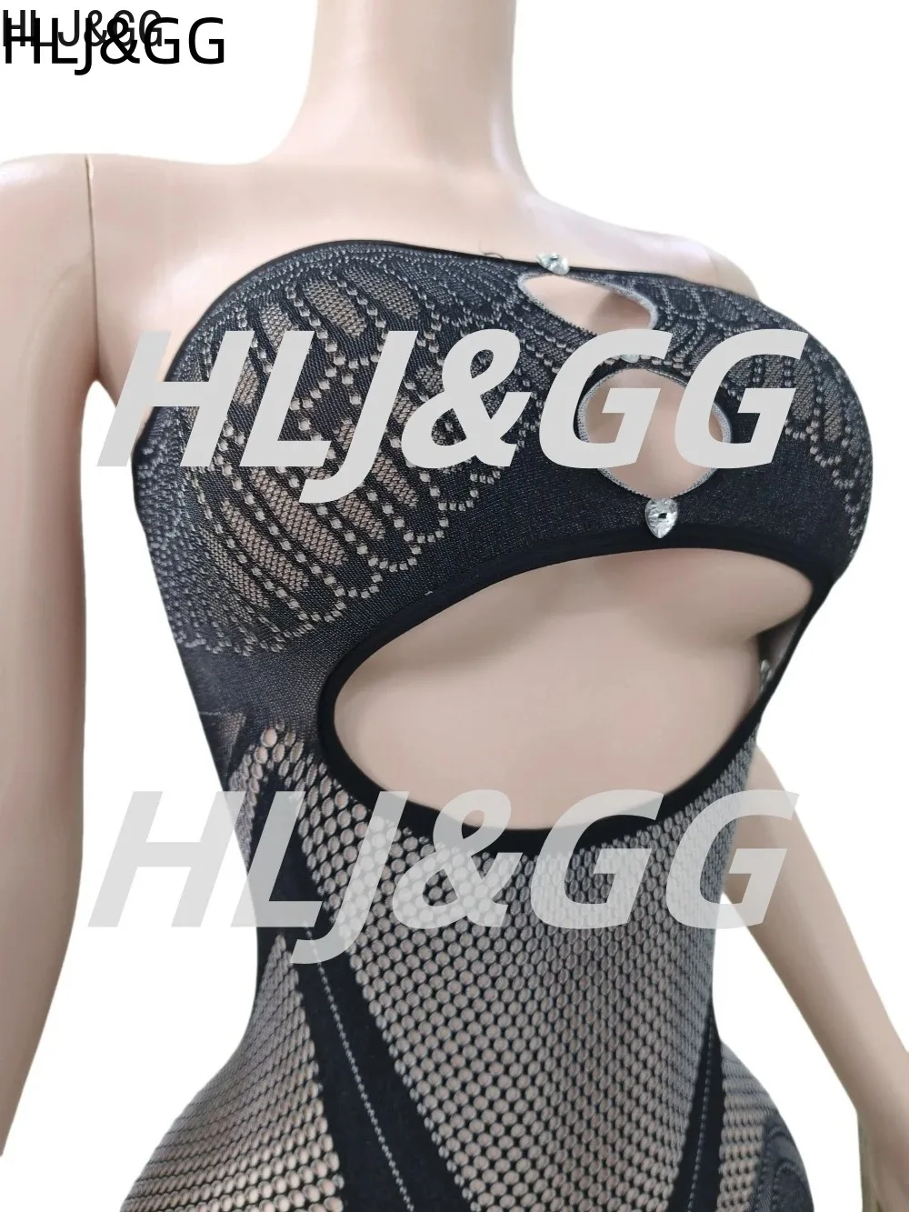 بدلة قفز مثيرة مكشوفة الأكتاف من HLJ&GG قطعة واحدة بدلة قفز نسائية بدون أكمام وظهر نحيف موضة قابلة للتمدد بشكل عام