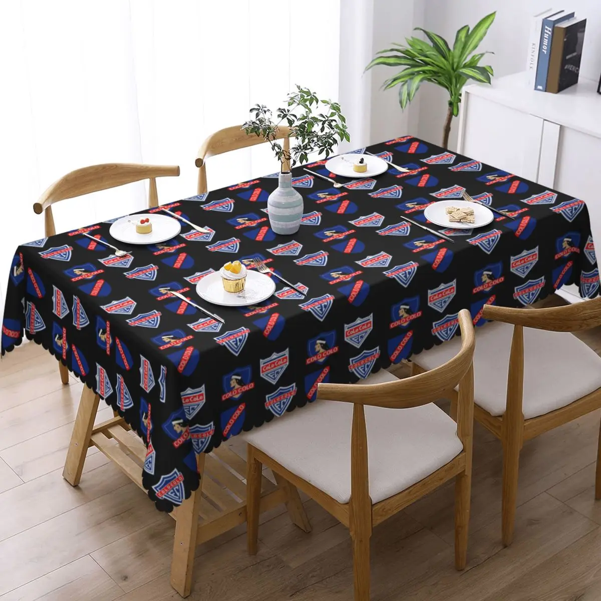 Social Y Deportivo Colo-Colo Custom Rectangular Tablecloth Waterproof Table Cover for Festival Party Decorations Table Cloth