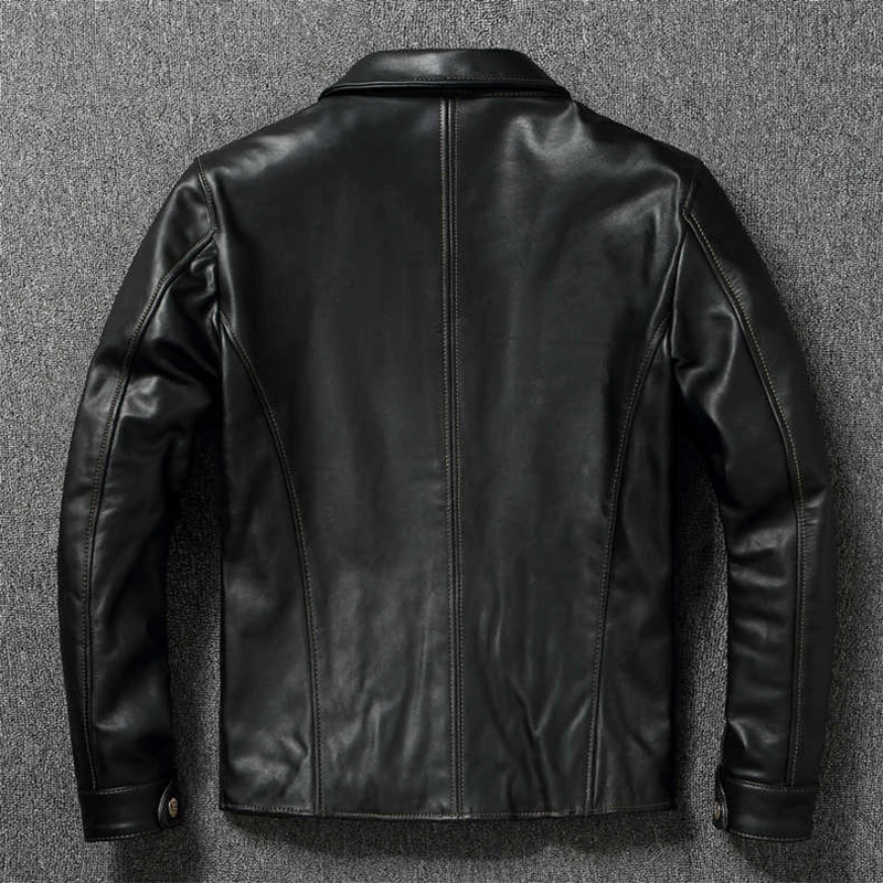 Imported oil wax top layer leather jacket leather jacket male brakeman casual lapel dispatcher horse leather jacket