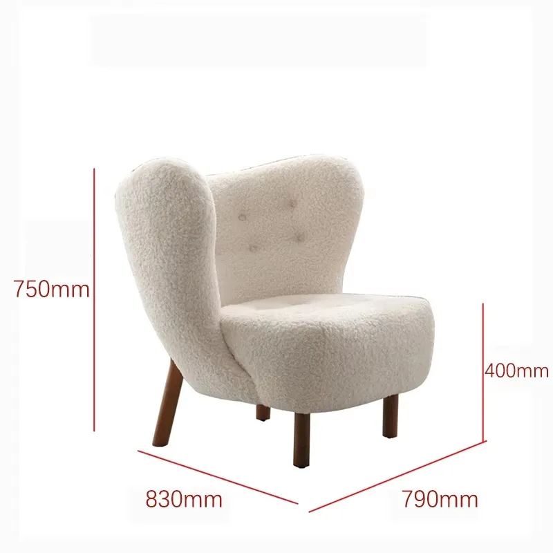 Nordic Modern Wood Chair Living Room Leisure High Back Accent Chair Furniture Hotel Design Velvet Fabric Sofa Chair