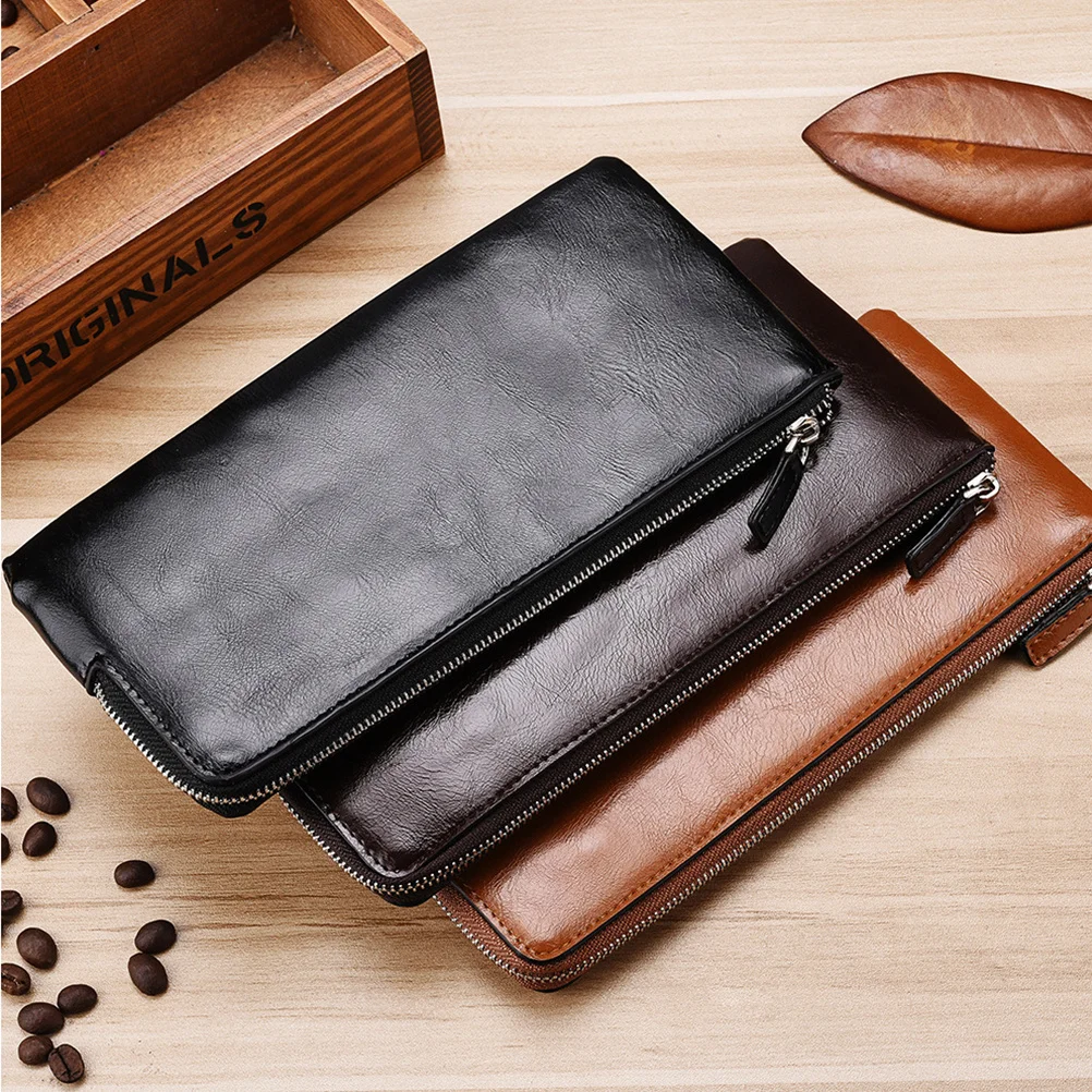 

Phone Pu Long For Men Large Capacity Zipper Stylish Outdoor Travel Purse Multifunctional Business Wallet Portable Hand
