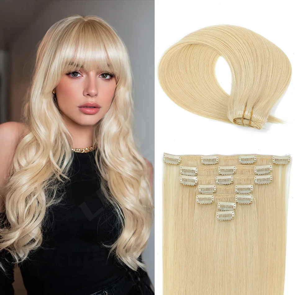 ブラジル産バージンレミー人毛クリップインエクステンション-12～22インチ-レディーススタイリング用ファッションヘアアクセサリー