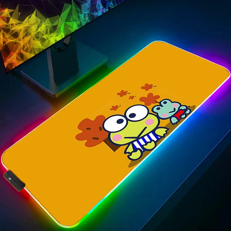 

Large Mouse Pad K-kero K-kero K-keroppi RGB Laptop Pc Gamer Keyboard Mat XXL Mousepad LED Edge White Backlight Rubber Table Mat