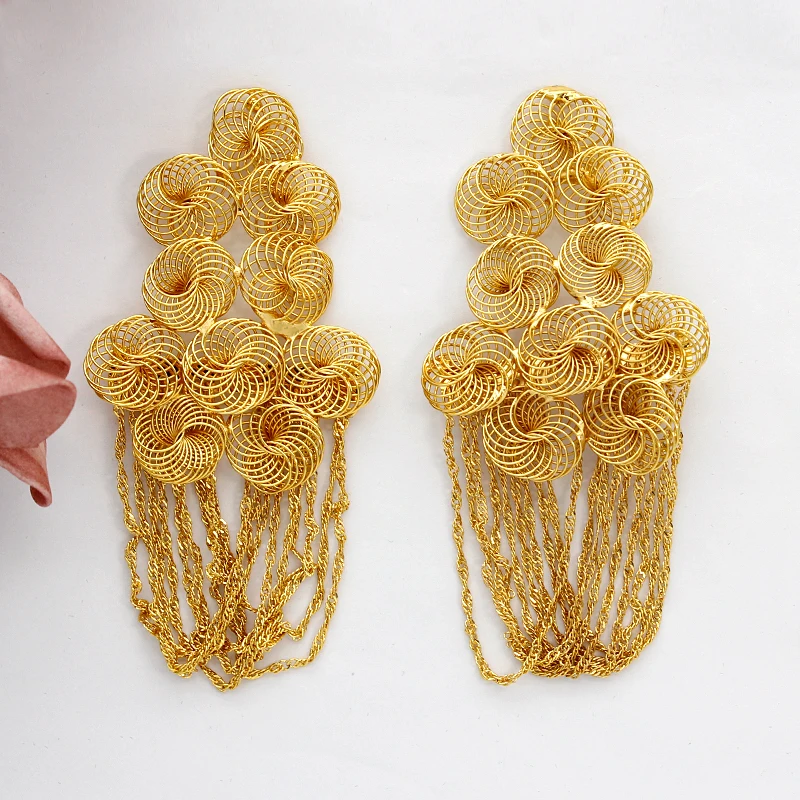 Geometric Drop Earrings Dubai Exquisite Openwork Flower Earring Bride Wedding Party Jewelry Accessory