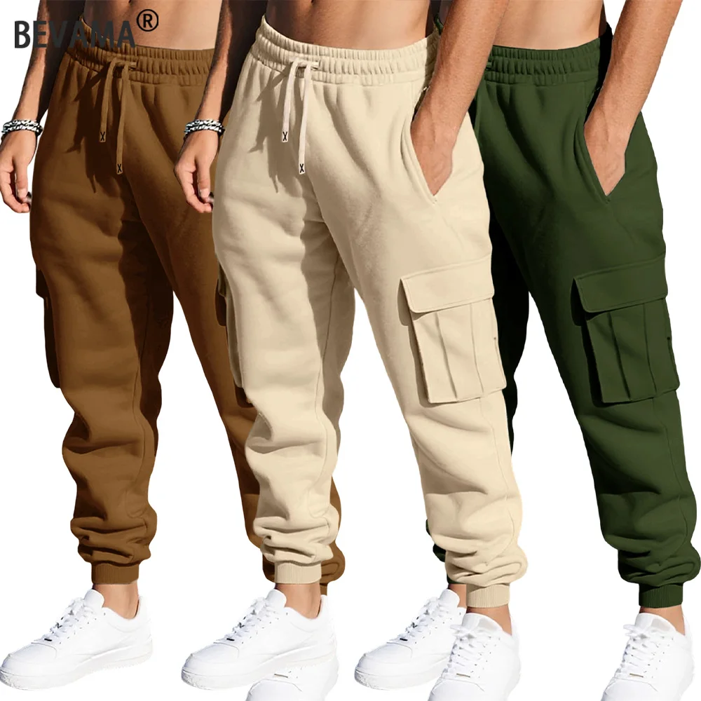 Men's Sweatpants Solid Color Casual Cargo Pants Outdoor Sports Jogging Pants Daily Street Man Trousers Gym Fitness Sportswear