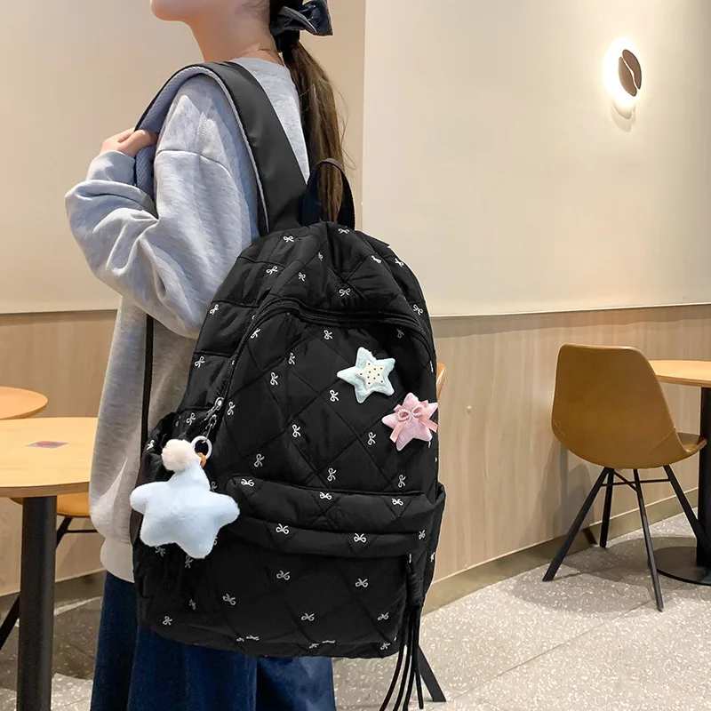 Lightweight backpack, female college student backpack, forest style soft girl backpack, trendy new model, large capacity compute