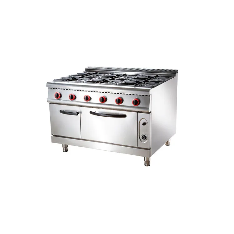 High Power Commercial Kitchen Equipment Stove Gas Burner And Oven Stainless Steel Gas Cooking Stove 6 Burners