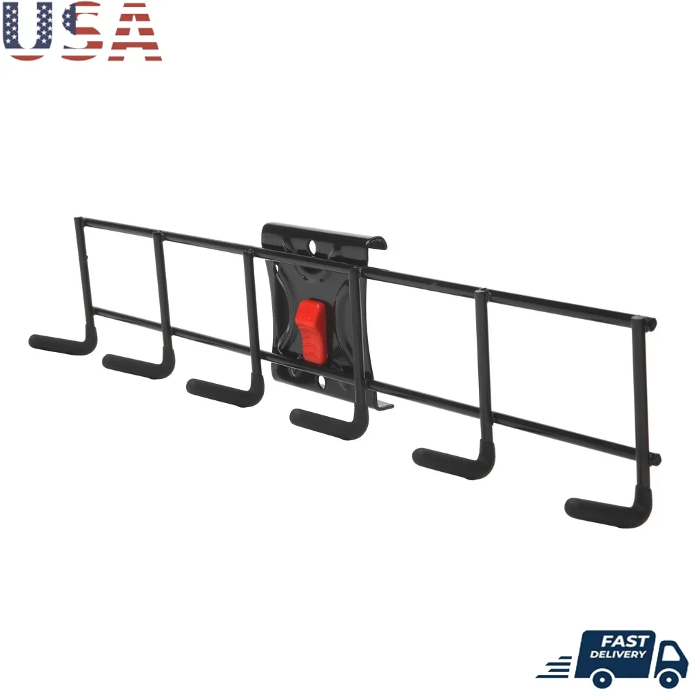 

Стойка-органайзер с несколькими крючками, система настенного крепления с быстроразъемными кронштейнами, место для хранения и организации в гараже, сталь с 6 крючками