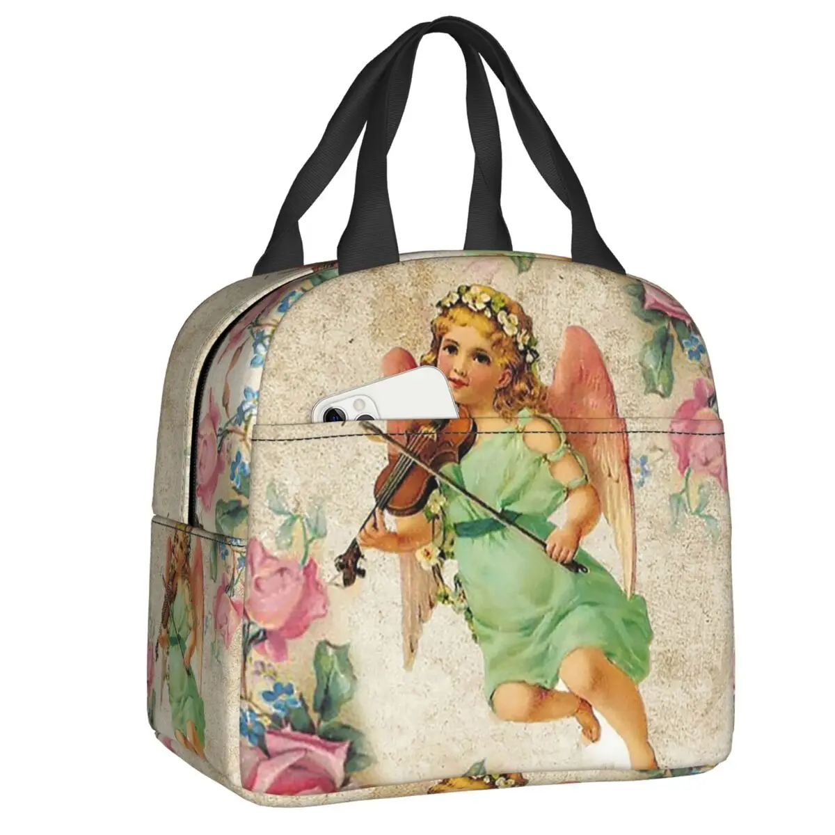 

Термоизолированная сумка для обеда в викторианском стиле с изображением ангела, винтажный портативный контейнер для еды для женщин, многофункциональный ланч-бокс