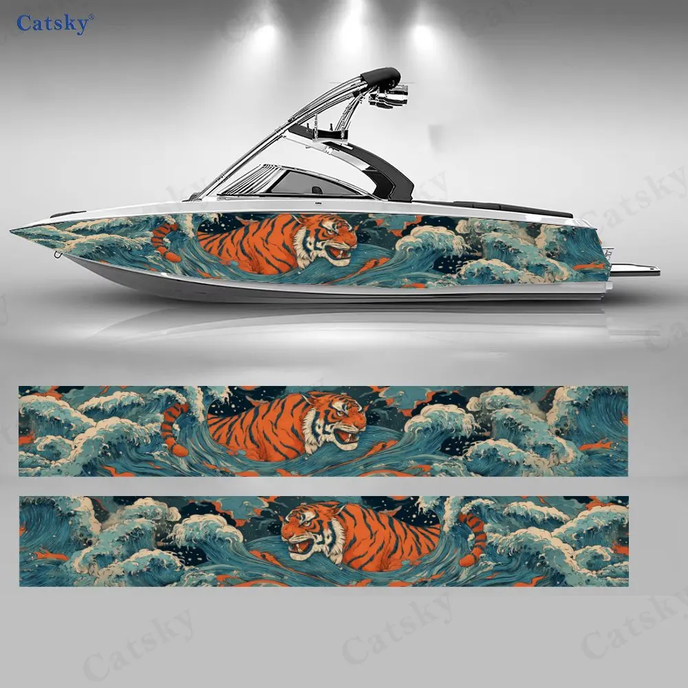 

Наклейки Wild Trend Waterside Tiger Boat, водонепроницаемые и прочные виниловые наклейки из ПВХ для рыболовных лодок, прочный и стильный дизайн