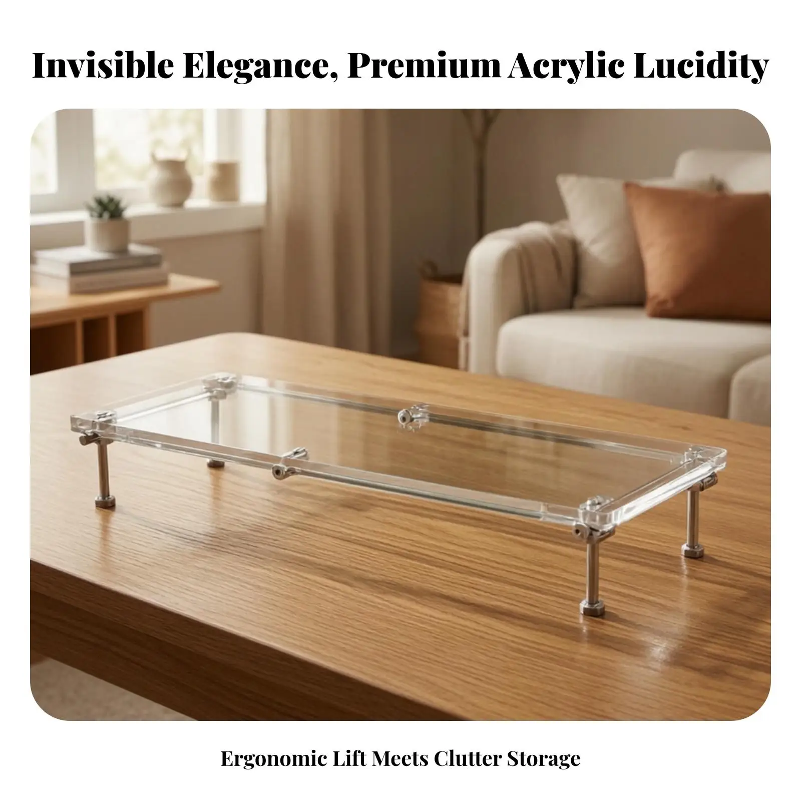 Transparent Acrylic Display Stand for Monitor Riser 10cm Height Desktop Screen Elevator for Gaming Office Setup