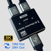 8K HDMI-compatible Bidirectional Switch Splitter 2 in 1 Out or 1 In 2 Out, Remote Control, HDCP2.2, for Gaming Consoles/TV/PC