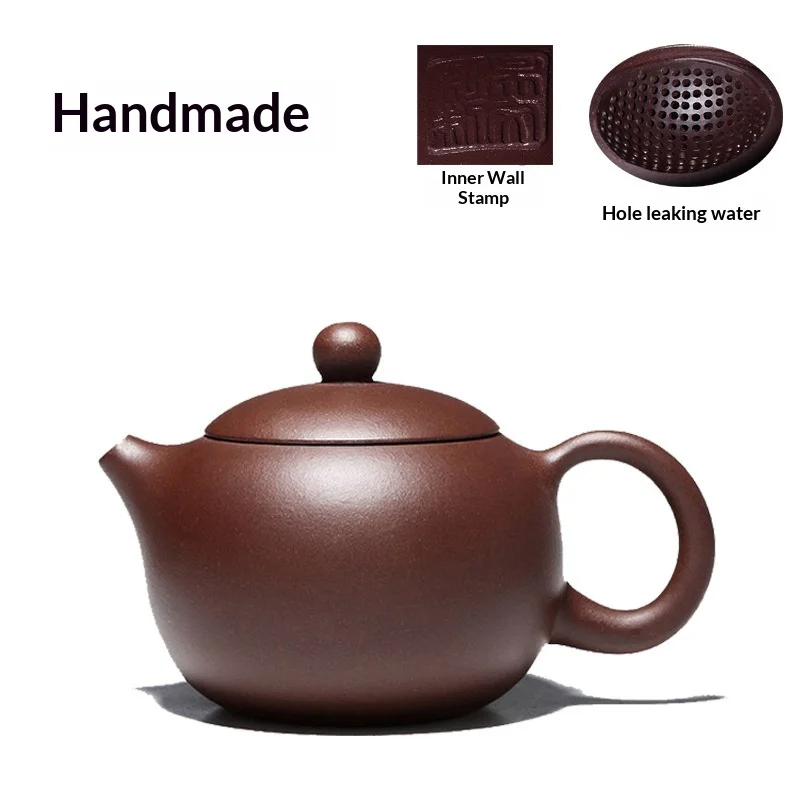 

Yixing Original Purple Clay Teapot, Renowned Artist's Pure Handmade Xishi Teapot, Ball Hole, Convenient Tea Set, Gift Packagin
