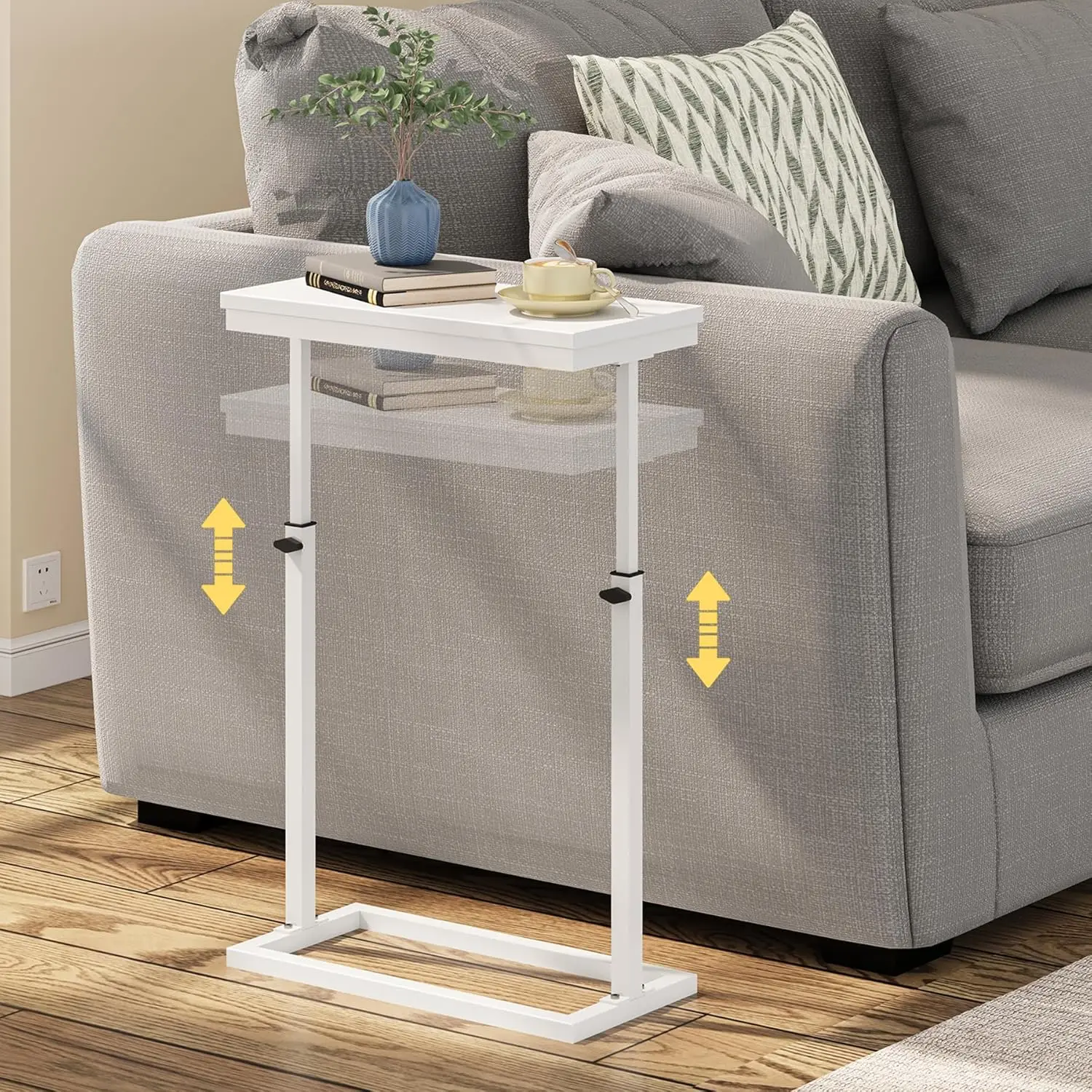 

End Table, Side Table, Tall Couch Table, Sofa Table, Living Room, Bedroom,White TB01BW083