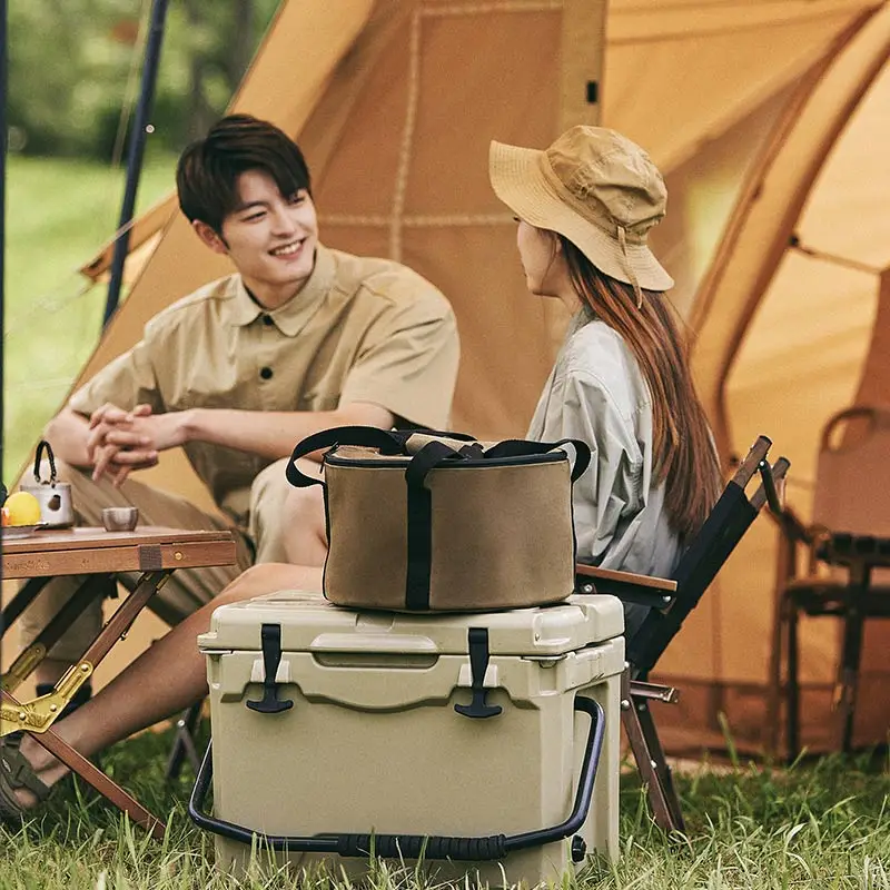 Naturehike Cookware Storage Bag Camping Canvas Sundries Storage Box Oil Wax Canvas Portable Picnic Equipment Box 8.7 13.7 19.3L