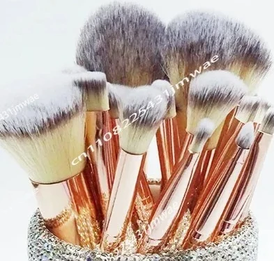 18 Diamond Makeup Brushes, Diamond Buckets, Headbands, Eyelash Curlers,  A Complete Set of 23 Makeup Tools